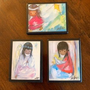 Vintage DeGrazia Art Magnets set of 3 🪁 🕊 💝 and 2 decks of playing cards